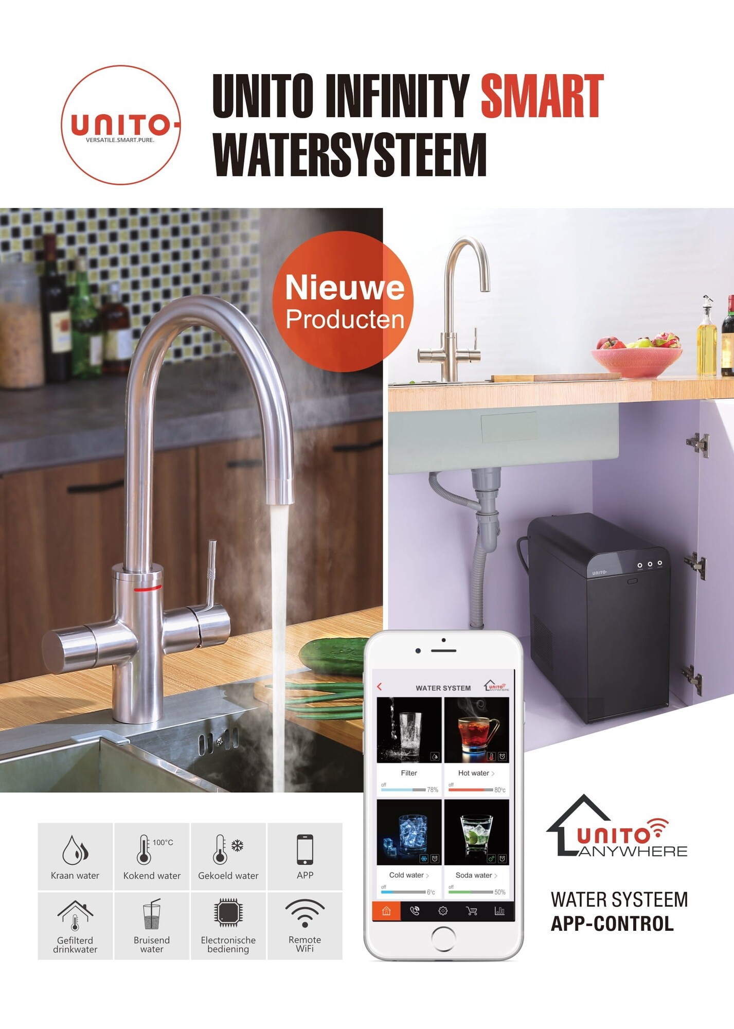 Unito Infinity Chroom 5 1 heet water of kokend water Kraan | Kokendwaterkraan